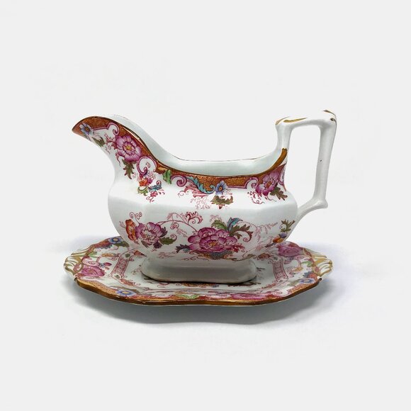 Antique Cauldon England Gravy Boat And Saucer - Picture 3 of 9